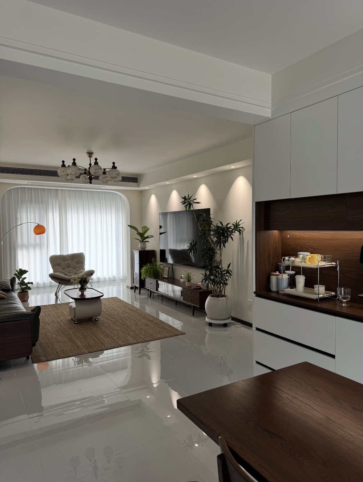Cabinetry connected to the living area